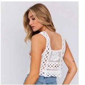 NWT ALTAR'D State White Crocheted Unlined Crop Top Tank
